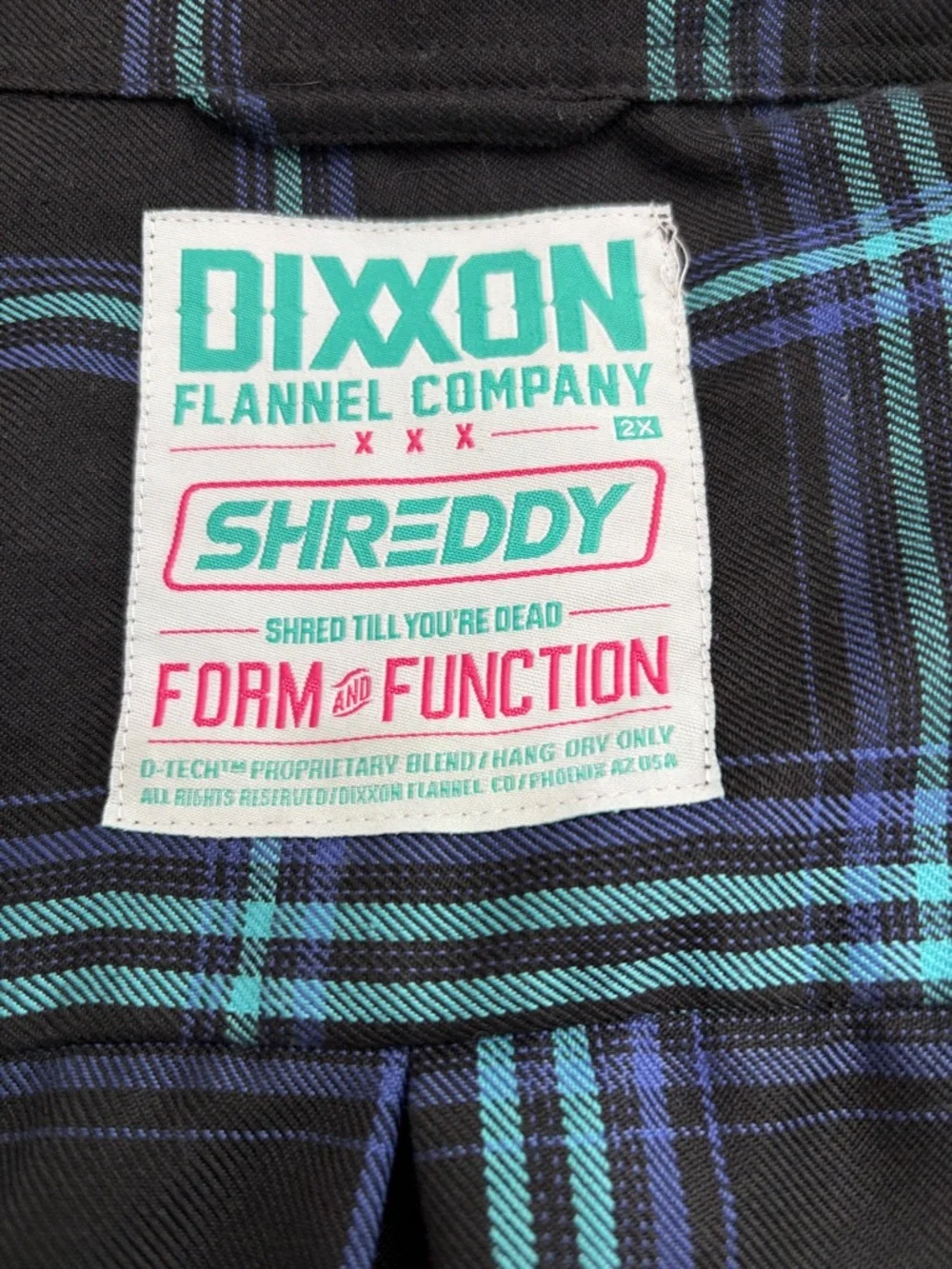 Dixxon‎ Flannel Shreddy Limited Edition Black Teal Navy D-Tech Work Outdooor